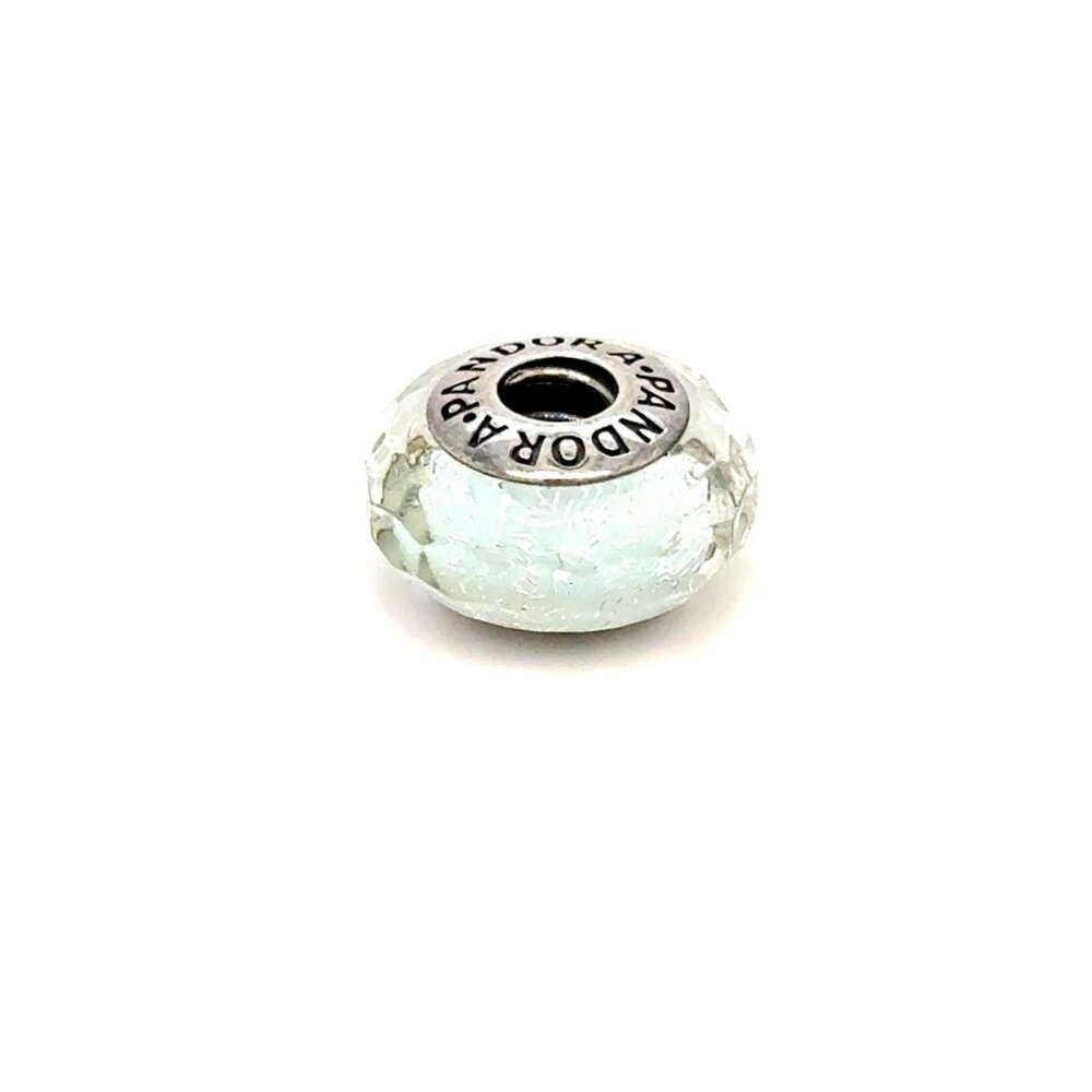 Pandora White Shimmering Fascinating Murano Glass Charm‎